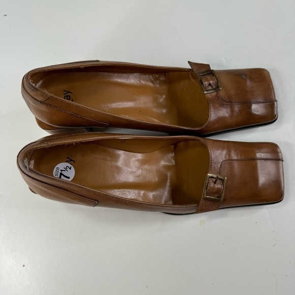Blay Square Toe Brown Leather Pumps Size 38 - Picture 4 of 11